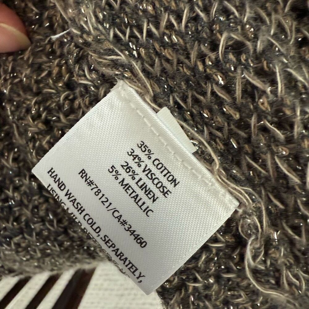 Eileen Fisher Bronze Variegated Links Sparkle Shimmer Knit Oval Cardigan $278 XL - Picture 8 of 8